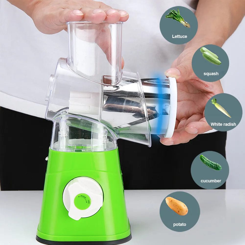 Manual 3-in-1 Vegetable Cutter & Drum Grater